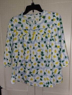 Michele Light Blue Floral Tunic with Yellow and Green Accents